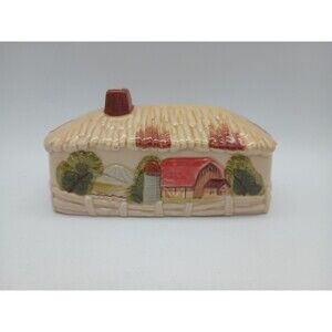VTG MARKS & ROSENFELD COVERED BUTTER DISH COUNTRY FARM BARN SCENE Lid Only